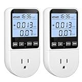 2 Pack Upgraded Watt Meter, Power Meter Plug Electricity Usage Monitor, Home Energy Monitor Consumption, Meter Sockets with Backlight, Overload Protection, 8 Modes Display