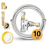 Dishwasher Hose Installation Kit - Includes Water Supply Line, 3/8" Compression Water Splitter, 3/4" FHT Elbow, and 3/8" MIP Elbow (10 FT)