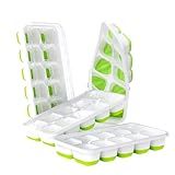 DOQAUS Ice Cube Trays 4 Pack, 40 pcs Silicone Ice Cubes Tray Maker with Spill-Resistant Removable Lid, Easy Release & Pop out, LFGB and BPA Free, Stackable Flexible, for Soup, Food, Cocktail, Coffee
