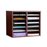 Safco Literature Organizer, 12 Compartments, Office and Classroom Mailbox with Adjustable Shelves, Wood Paper and Mail Sorter, Cherry