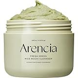 Arencia Korean Rice Mochi Face Cleanser - Face Wash, Gentle Scrub All in One for Deep Cleansing, Moisturizing, Pore Minimizing, Acne-Prone Skin, Removing Blackhead with Rice Water & Green Tea