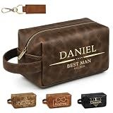 Personalized Groomsmen Toiletry Bag, Custom Leather Travel Toiletry Organizer with Engraved Name Date & Wedding Title, Groomsmen Gifts for Bachelor Party Wedding Best Man Proposal