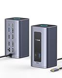 Baseus Docking Station Dual Monitor for macOS/Win, Nomos Mac Air(12 in 1) Laptop Docking Station with 4K HDMI, 10Gbps USB Ports, 1Gbps Ethernet, PD 100W(No Power Adapter)