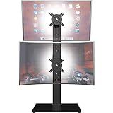 Dual Monitor Stand - Vertical Stack Screen Free-Standing Monitor Riser Fits Two 13 to 34 Inch Screen with Swivel, Tilt, Height Adjustable, Holds One (1) Screen Up to 44Lbs