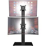 Dual Monitor Stand - Vertical Stack Screen Free-Standing Monitor Riser Fits Two 13 to 34 Inch Screen with Swivel, Tilt, Height Adjustable, Holds One (1) Screen Up to 44Lbs