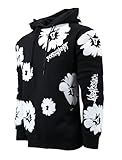 SCREENSHOT SCREENSHOT-H11510 Mens Urban Hip Hop Premium Streetwear Overzise Fit Fleece Hoodie Logo Flower High Density Puff Print Fashion Pullover Sweatshirt-Black/White-Small