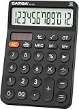 CATIGA 12 Digit Desktop Calculator with Large LCD Display, 4 Funtions Calculator, Round Design Big Button, Solar and Battery Dual Power, Standard Function for Office, Home, School, SD-1292