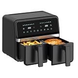 REABELL 4QT+4QT Dual Basket Air Fryer - Digital Touchscreen, Smart Sync Finish,Auto Shutoff, 2 Independent Nonstick Dishwasher-Safe Frying Baskets - 8 Quart Digital Double Air Fryer