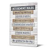 Heuhuww Retirement Gifts,Vintage Retirement Rules Metal Sign for Party Home Room Decorations Retiree Gift Ideas 12"x8"(H21)