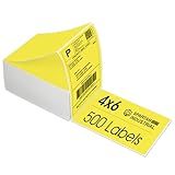 Spartan Industrial Direct Thermal 4" X 6" Fanfold Yellow Shipping Labels | (500 Total 4x6 Fan-fold Labels) | Compatible with Rollo, Munbyn, Zebra Thermal Printers | Commercial Grade and Professional