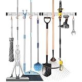 Mop and Broom Holder Wall Mount Garden Tool Rack Organizer, Modern Style,Movable Aluminum Alloy Wall Mounted Hook 2 Pack,Storage Gift for Bathroom,Closet,Laundry Room,Garage,Tool Room(Orange)