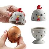 Egg Brush Cleaner, 2PCS Silicone Egg Cleaner Scrubber for Fresh Eggs, Multipurpose Fruit and Vegetable Rotating Scrubber Tool for Fresh Eggs, Cute Reusable Chicken Egg Washer Brush (Grey)