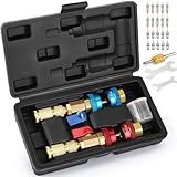 WADEO R134A R1234YF Valve Core Quick Remover Installer Tool Set, High Low Pressure AC Valve Core Removal Tool Kit for R134A, R1234YF Refrigerant Air Conditioner System