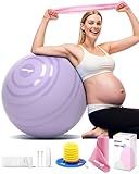nonogo Birthing Ball for Pregnancy with Resistance Bands- Exercise Ball for Working Out, Yoga, Physical Therapy, Maternity Physio, Balance Stability Ball with Pump