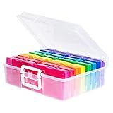 novelinks Transparent 4" x 6" Photo Cases and Clear Craft Keeper with Handle - 16 Inner Cases Plastic Storage Container Box (Multi-colored)