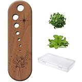Herb Stripper Vegetable Leaf Herb Stripper Chopper Tool Handmade Wood 7 Hole Sizes Durable & Elegant Kitchen Tool with Storage Case Ideal Gift for Cooks - Black Walnut