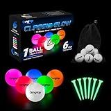 KINGTOP Classic Glow in The Dark Golf Balls with 10-Minute Reset Timer, Super Bright Light Up LED Golf Balls - with Glowing Tees and Storage Bag - Novelty Night Golfing Gift for Men and Women