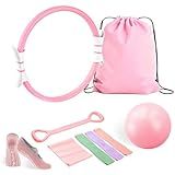 Pilates Kit,Home Pilates Ring Kit for Women,Pilates Equipment 15" Pilates Ring Plus and Ball Set with Pilates Ring, Pilates Ball, Resistance Bands, Figure 8 Band & Accessories Pilates Starter Kit