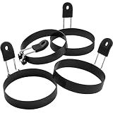 COTEY Large 3.5" Nonstick Egg Rings Set of 4, Round Crumpet Ring Mold Shaper for English Muffins Pancake Cooking Griddle - Portable Grill Accessories for Camping Indoor Breakfast Sandwich Burger