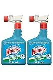 Windex Outdoor Window and Glass Cleaner for Hose Ammonia Free, Concentrated Formula for Deep Outdoor Clean, Patio Cleaner, Compatible With All Hoses, 32 Fl Oz (Pack of 2)