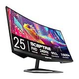 Sceptre Curved 24.5-inch Prime Gaming Monitor up to 240Hz 1080p R1500 1ms DisplayPort x2 HDMI x2 Blue Light Shift Build-in Speakers, Machine Black 2025 (C255B-FWT240 Series)