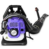 52CC Backpack Gas Leaf Blower, 720 CFM, 230 MPH 2-Stroke Blower with Adjustable Speed, Low Noise, and Ergonomic Design for Lawn, Yard, Garden & Commercial Use-Purple