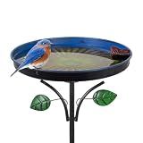 DREAMSOUL Vintage Bird Bath with Vivid Leaves, 38 Inch Tall Birdbath with Stake, Metal Freestanding Bird Bath for Outside Garden Yard Decor