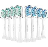 SuitShine Replacement Toothbrush Heads Compatible with Philips Sonicare and More Click-on Handles 8 Pack White