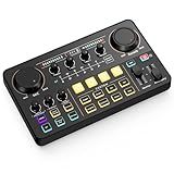 SINWE Streaming Audio Mixer,RGB audio Interface with Pro-preamp, 48V Phantom Power for Live Streaming, Individual Control, Voice Changer, 4 Customize sound pads for Podcast/Recording/Vocal/Game