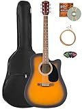 Fender FA Series Dreadnought Acoustic-Electric Guitar - 2-Color Sunburst Bundle with Gig Bag, Strings, Picks, and Austin Bazaar Instructional DVD