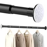 No Drilling Closet Rod, Adjustable Black Closet Rod, 28-98 Inches Heavy-Duty Closet Tension Rods for Hanging Clothes for Wardrobes, Closet, Laundry & Bathroom