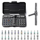24 in 1 Magnetic Ratchet Screwdriver Set, Multi Bit DIY Magnetic Screwdriver Set with Detachable Ratchet Handle, Portable Precision Repair Tool Kit for Furniture, Electronics, Bicycle