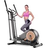 ANCHEER Elliptical Exercise Machine, Elliptical Trainer for Home Gym, Exercise Equipment 500Lbs Max Weight (Black with Brown)