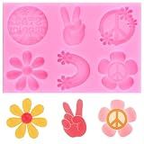 YIHUOMOLDS Groovy Silicone Molds Daisy Rainbows Flower Fondant Molds