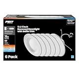 Feit Electric LED Downlight Retrofit Kit with Baffle Trim, 75W Equivalent, 5/6-Inch Dimmable Recessed Light, Adjustable White 2700K–5000K, 90+ CRI, for Living, Bathroom, Dining & Kitchen Room