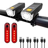 KunHe 4 Pack USB-C Rechargeable Bike Lights Head Lights for Night Riding Men Women & Kids 3 Lights Modes Used as a Safety Indicator Light for Skateboards Strollers and Wheelchairs