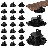 24 Pack Adjustable Deck Support Pedestals, Shed Foundation Base Deck Blocks Floor Raising 1-3/16" to 2-3/8", Joist Support Plastic Pedestals for Outdoor Anti-Corrosive Wood (Black)