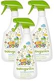 Babyganics Toy & Highchair Cleaner, Pack of 3, Fragrance-Free Multipurpose Household Cleaning Spray for Kids Toys, High Chair, and More, Child Safe, 17oz Spray Bottles