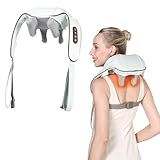 KppeX 4D Deep Cordless Neck Massager Pillow,Shiatsu Shoulder Massager,Leg and Back Pain Relief Tissue Kneading,Gifts for Men or Women (Onion White)