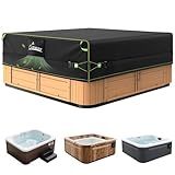 Uirway 600D Square Hot Tub Cover 80”L x 80”W x 20”H [2025 Upgraded Heavy Duty Fabric] Outdoor Waterproof SPA Covers for Hot Tub, New Super Windproof Straps, Hot Tub Winter Cover Protector with Anti-UV