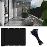 Balcony Privacy Screen Fence Cover 3'x10', HDPE Shade Mesh Fabric with Cable Ties, 90% Visibility Block, UV & Wind Protection for Patio, Deck, Porch, Pool, Backyard, Apartments Railing