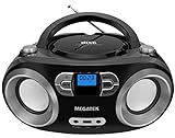 MEGATEK Portable CD Player Boombox with Bluetooth & FM Radio – Black