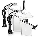 BESARME 3 Pack Waterproof ID Badge Holder Case Clear Vertical ID Card Holder with Lanyard Carabiner and Keychain Durable Locker Dry Box
