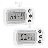 Lasubst Digital Refrigerator Thermometer 2 Pack for Fridge Freezer Cooler Waterproof, White