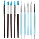 Clatoon 10Pcs Silicone Clay Sculpting Tool, Modeling Dotting Tool & Pottery Craft use for DIY Handicraft, Silicone Brush, Sculpture Pottery, Nail Art