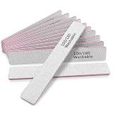HeeYaa Nail File 12 PCS Professional Reusable 100/180 Grit Double Sides Washable Nail File Manicure Tools for Poly Nail Extension Gel and Acrylic Nails Tools Suit for Home Salon