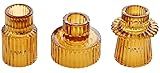 Vixdonos Taper Glass Candlestick Holders Tealight Candle Holders for Table Centerpieces, Wedding Decor and Dinner Party (3 Pcs, Amber)