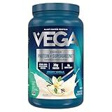 Vega Premium Protein + Supergreens - 20g Protein, Creamy Vanilla, 25 Servings, Spinach,Kale, Alfalfa Grass, Broccoli, 0g Added Sugar, Non-GMO, Gluten Free, Dairy Free, 1.68 lbs (Packaging May Vary)