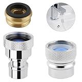 2 Pcs Metal Portable Dishwasher Faucet Adapter, Brass Faucet Aerator Adapter for Portable Dishwasher, 55/64-27 Female and 15/16-27 Male Thread for Kitchen/Bathroom/Rvs, Chrome