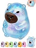 Capybara Squishy Glitter Animal Squeeze Balls Cute Capybara Stress Ball Anxiety Relief Slow Rise Adult Sensory Fidget Tool Gift Sparkling Desk Decor Collectibles Decompression Dough(Blue)